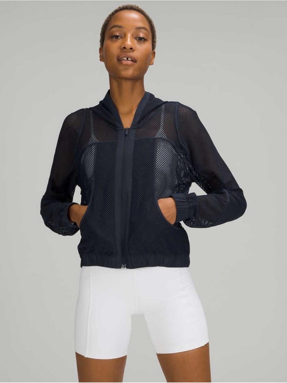 Lululemon Lululemon Relaxed Fit Mesh Jacket Black Relaxed Fit Pockets Hooded